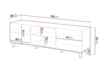 Växjö Tv bänk med Förvaring + Hylla - Svart / Ek / Ribbad - Products - Möbler - TV- & Mediamöbler - TV bänk & mediabänk