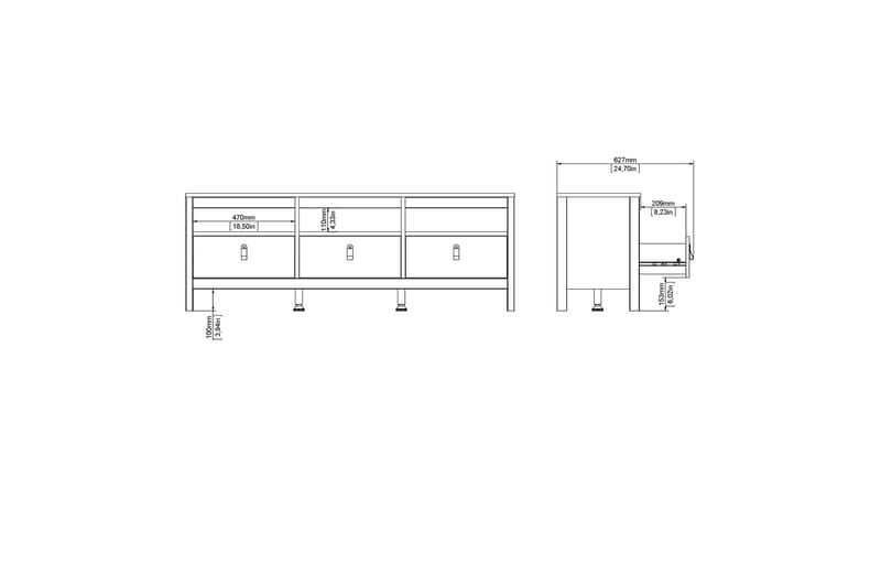 Vallvidera Tv-bänk 151 cm - Svart/Natur - Products - Möbler - TV- & Mediamöbler - TV bänk & mediabänk