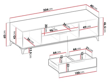 Vemdalen Tv-bänk 204 cm - brun - Products - Möbler - TV- & Mediamöbler - TV bänk & mediabänk