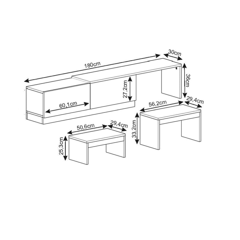 Zalven TV-bänk 180x36x30 cm - antracit och antik valnöt - Products - Möbler - TV- & Mediamöbler - TV bänk & mediabänk