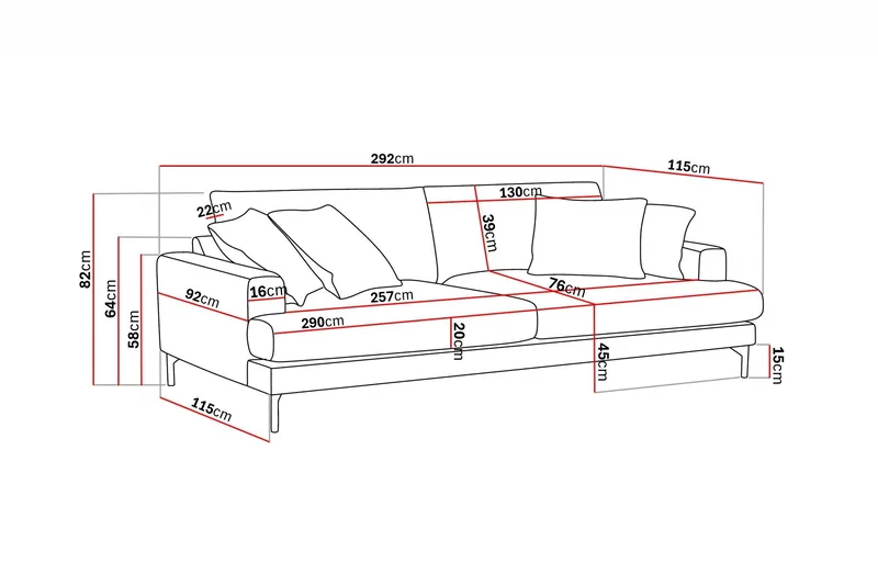 Menard Premium 5-sits Djup Soffa i Chenille - Brun - Products - Möbler - Soffa