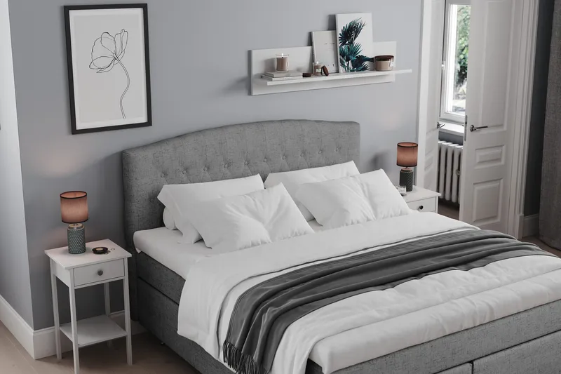 Belda Sängpaket 160x200 Fast - Grå - Products - Möbler - Säng - Kontinentalsäng