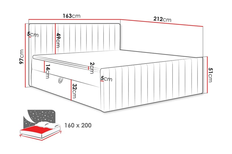Calrosor Sängpaket Kontinentalsäng med Förvaring 160x200 cm - Grå - Products - Möbler - Säng - Komplett sängpaket