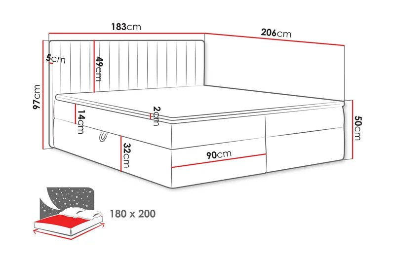 Calrosor Sängpaket Kontinentalsäng med Förvaring 180x200 cm - Blå - Products - Möbler - Säng - Komplett sängpaket