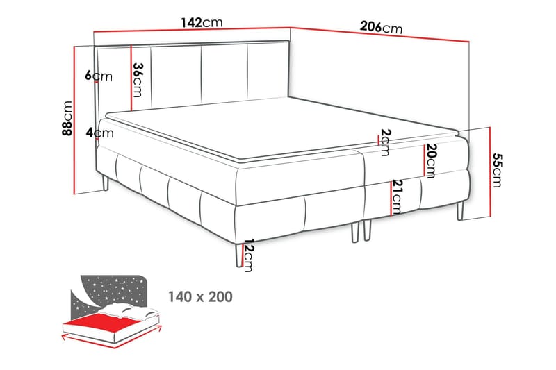 Celestine Förvaringssäng 140x200 cm - Vit - Products - Möbler - Säng - Komplett sängpaket