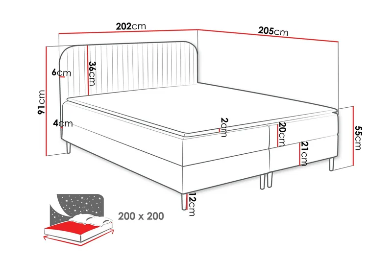 Celestine Förvaringssäng 200x200 cm - Grön - Products - Möbler - Säng - Komplett sängpaket