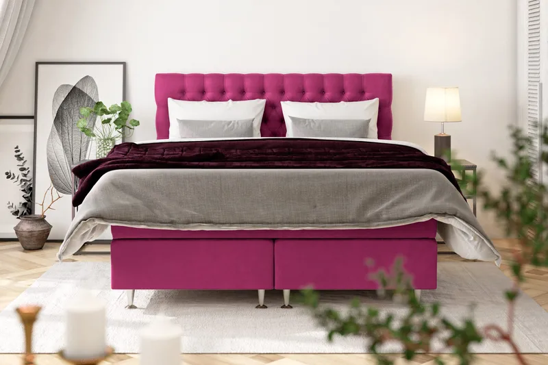 Celine Sängpaket 120x200 cm - Rosa/Sammet - Products - Möbler - Säng - Kontinentalsäng