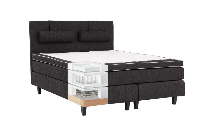 Charleston Kontinentalsäng 120x200 Fast Polyeterskum - Svart - Products - Möbler - Säng - Enkelsäng