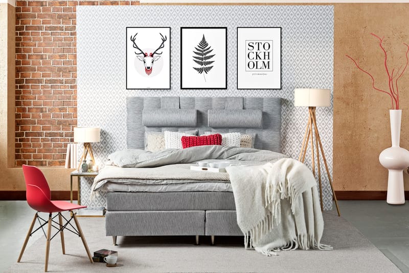 Charleston Kontinentalsäng 120x200 Fast Polyeterskum - Ljusgrå - Products - Möbler - Säng - Enkelsäng