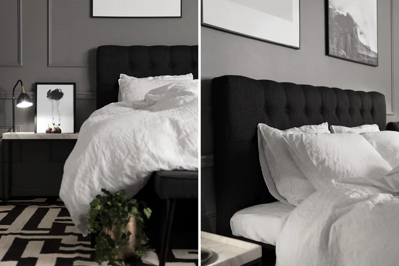 Charleston Kontinentalsäng 160x200 Fast Polyeterskum - Svart - Products - Möbler - Säng - Kontinentalsäng