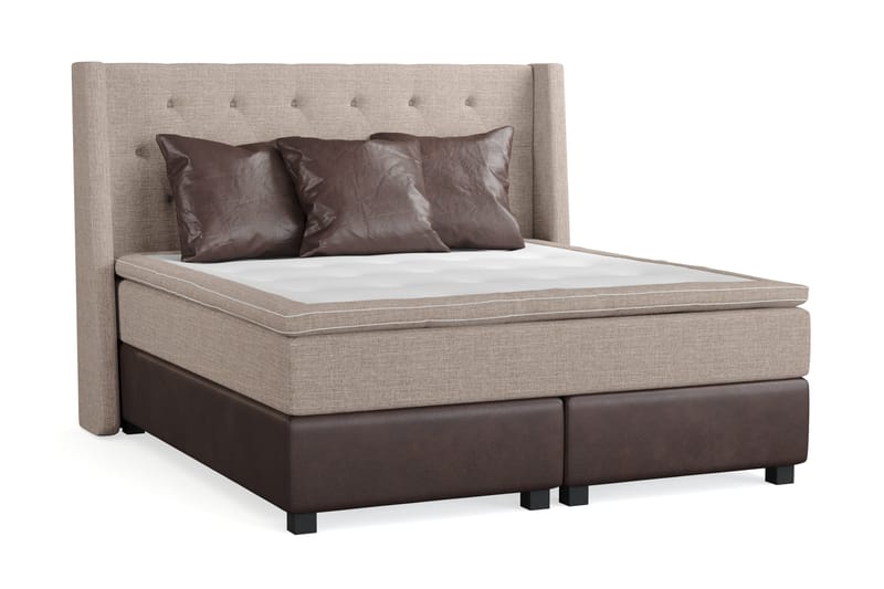 Cuba Sängpaket 160x200 med Tre Bruna Kuddar - (+Fler val) Beige/Brun - Products - Möbler - Säng - Kontinentalsäng