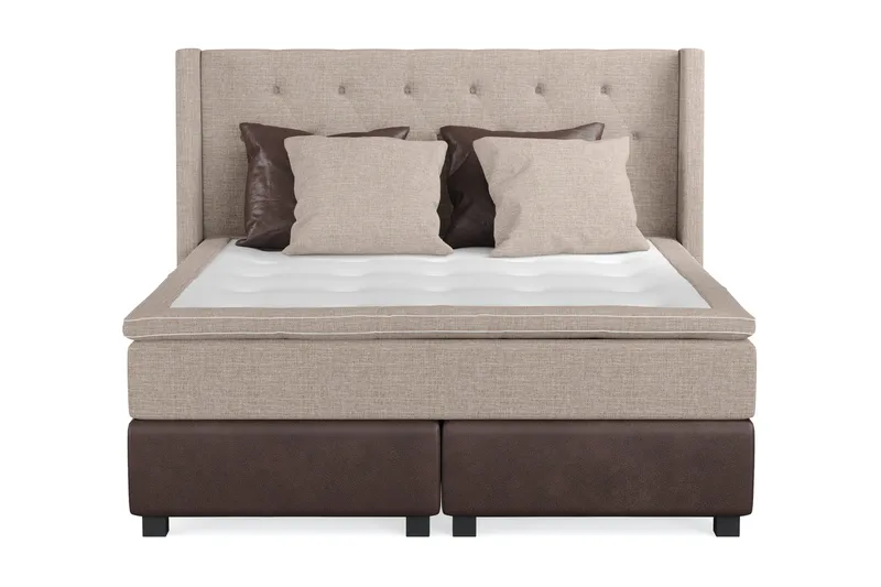 Cuba Sängpaket 160x200 med Två Bruna Två Beiga Kuddar, (+Fler val) Beige/Brun