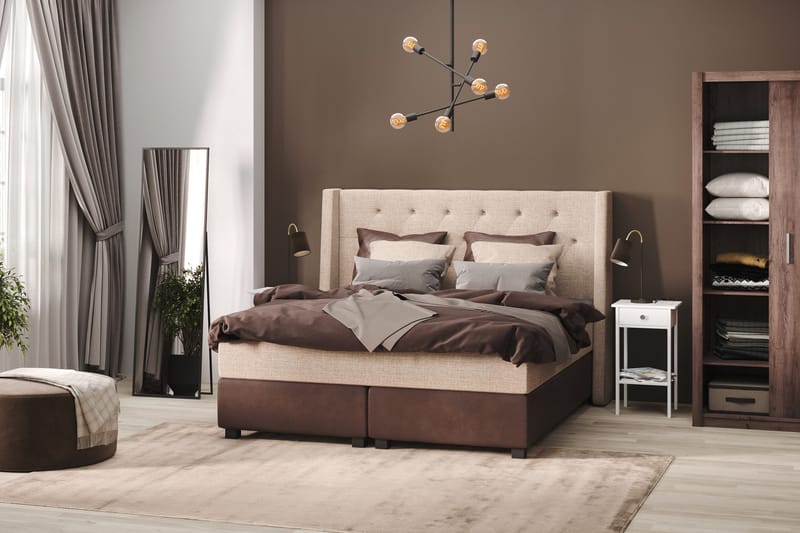Cuba Sängpaket 160x200 med Två Bruna Två Beiga Kuddar - (+Fler val) Beige/Brun - Products - Möbler - Säng - Kontinentalsäng