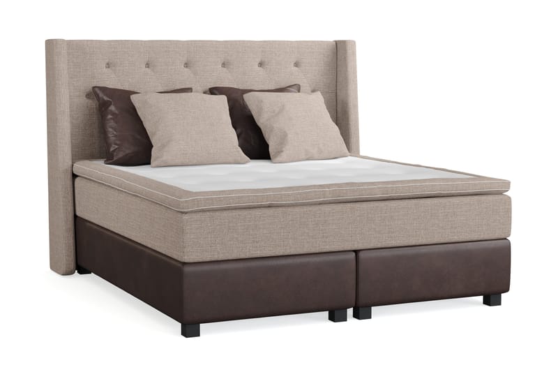 Cuba Sängpaket 160x200 med Två Bruna Två Beiga Kuddar - (+Fler val) Beige/Brun - Products - Möbler - Säng - Kontinentalsäng