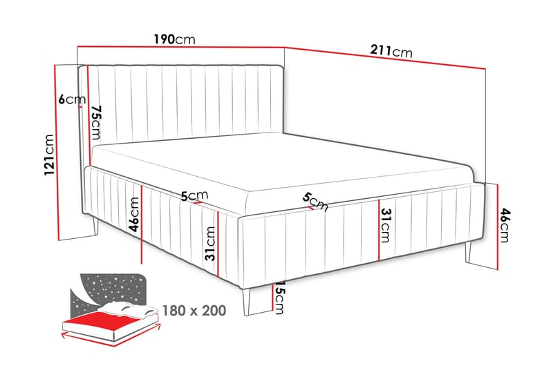 Desio Förvaringssäng 180x200 cm - Beige - Products - Möbler - Säng - Säng med förvaring