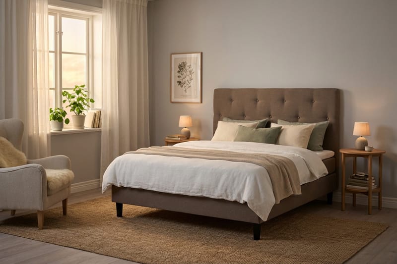 Dream Komplett Sängpaket 150x200 cm Assymetriska knappar - Brun - Products - Möbler - Säng - Kontinentalsäng