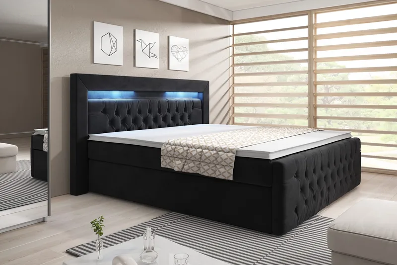 Franco Sängpaket med förvaring LED-belysning 140x200 cm - 140x200 Svart (+Fler val) - Products - Möbler - Säng - Säng med förvaring