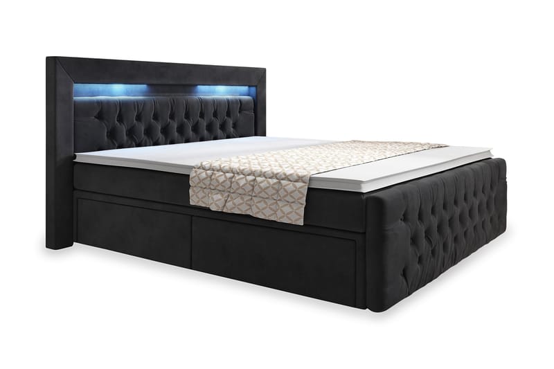 Franco Sängpaket med förvaring LED-belysning 140x200 cm - 140x200 Svart (+Fler val) - Products - Möbler - Säng - Säng med förvaring
