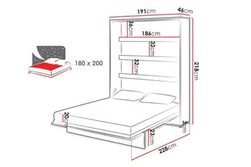 Rauk Sängskåp 191x228 cm - Vit - Products - Möbler - Säng - Gästsäng & extrasäng - Sängskåp