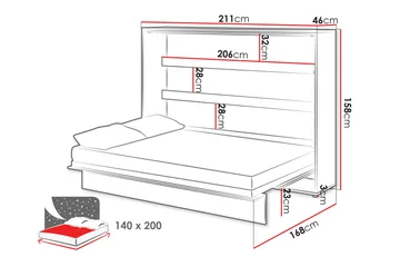 Rauk Sängskåp 211x168 cm - Vit - Products - Möbler - Säng - Gästsäng & extrasäng - Sängskåp