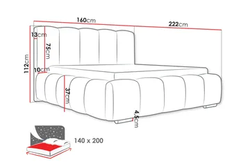 Gioia Förvaringssäng 140x200 cm - Rosa - Products - Möbler - Säng - Säng med förvaring