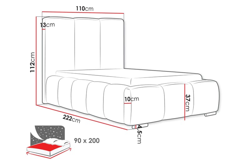 Gioia Sängram med Förvaring 90x200 cm - Grön - Products - Möbler - Säng - Sängram & sängstomme
