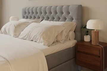 Hilton Lyx Komplett Sängpaket 160x200 cm Kontinentalsäng med knappad sänggavel - Grå - Products - Möbler - Säng - Kontinentalsäng