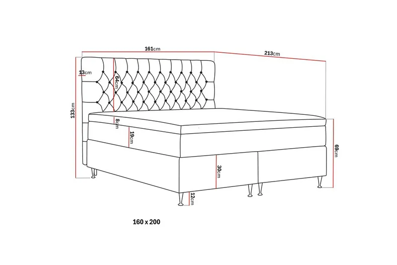 Hilton Lyx Komplett Sängpaket 160x200 cm Kontinentalsäng med knappad sänggavel i bouclé - Ivory / Bouclé - Products - Möbler - Säng - Kontinentalsäng