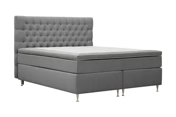 Hilton Lyx Komplett Sängpaket 180x200 cm Kontinentalsäng med knappad sänggavel i sammet - Ljusgrå - Products - Möbler - Säng - Kontinentalsäng