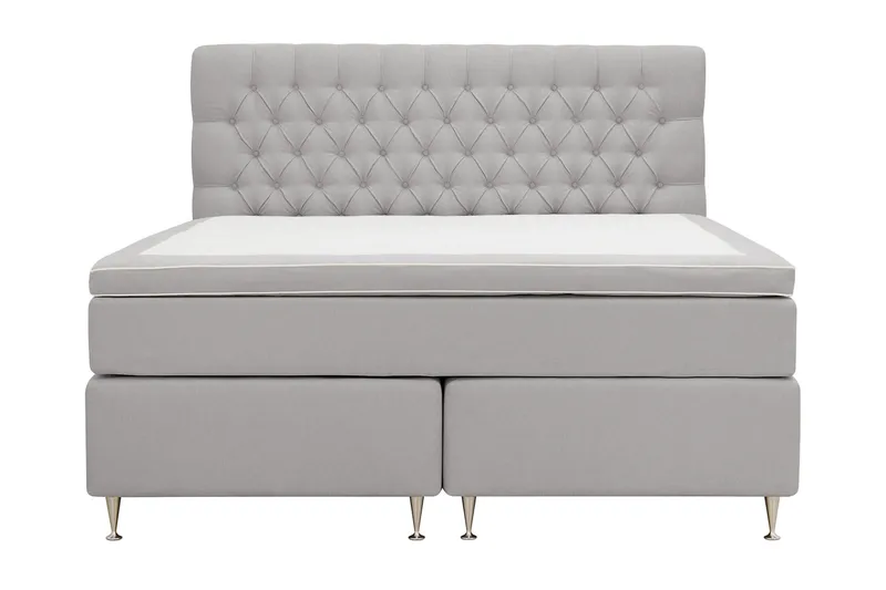 HVILA Lyx Komplett Sängpaket 160x200 cm Kontinentalsäng med knappad sänggavel, Grå