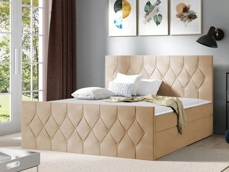 Jitendra Sängpaket Kontinentalsäng 140x200 cm med Förvaring - Beige - Products - Möbler - Säng - Komplett sängpaket