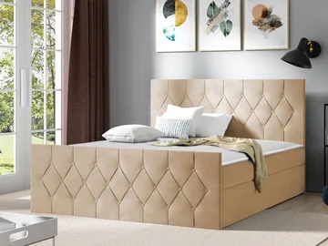Jitendra Sängpaket Kontinentalsäng 160x200 cm med Förvaring - Beige - Products - Möbler - Säng - Komplett sängpaket