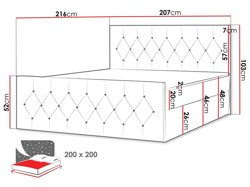 Jitendra Sängpaket Kontinentalsäng 200x200 cm med Förvaring - Beige - Products - Möbler - Säng - Komplett sängpaket