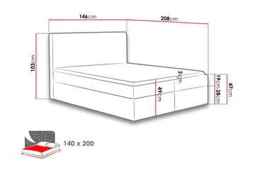 Laargard / Cosmo Sängpaket Kontinentalsäng 140x200 cm - Röd - Products - Möbler - Säng - Komplett sängpaket