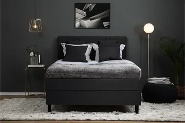 Lucky Komplett Sängpaket 140x200 Memory Slät Sänggavel - Nackkudde Liten Svart/Grå - Products - Möbler - Säng - Kontinentalsäng