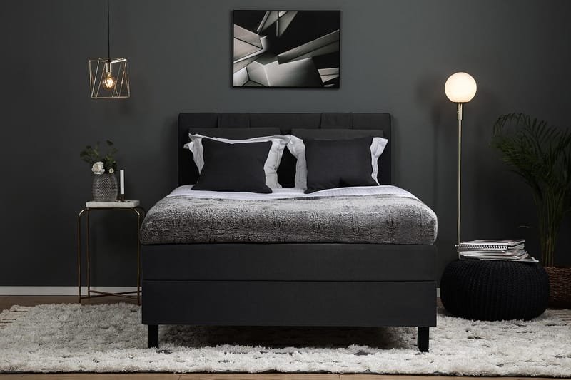 Lucky Komplett Sängpaket 140x200 Polyeter Slät - Svart/Grå - Products - Möbler - Säng - Kontinentalsäng