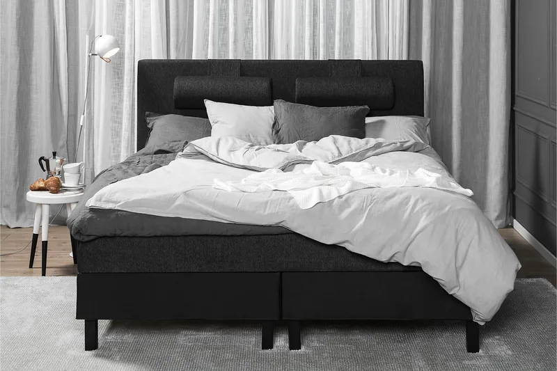 Lucky Komplett Sängpaket 160x200 Skum Slät - Svart/Grå/PU - Products - Möbler - Säng - Kontinentalsäng