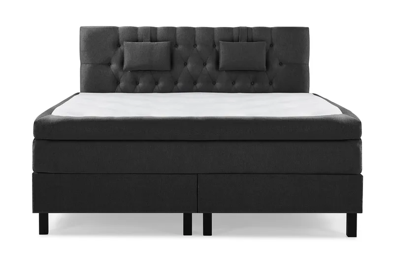 Lucky Komplett Sängpaket 180x200 Memory Diamant Sänggavel, Nackkudde Liten Svart/Grå