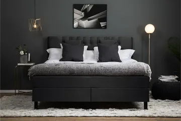 Lucky Komplett Sängpaket 180x200 Memory Diamant Sänggavel - Nackkudde Liten Svart/Grå - Products - Möbler - Säng - Kontinentalsäng