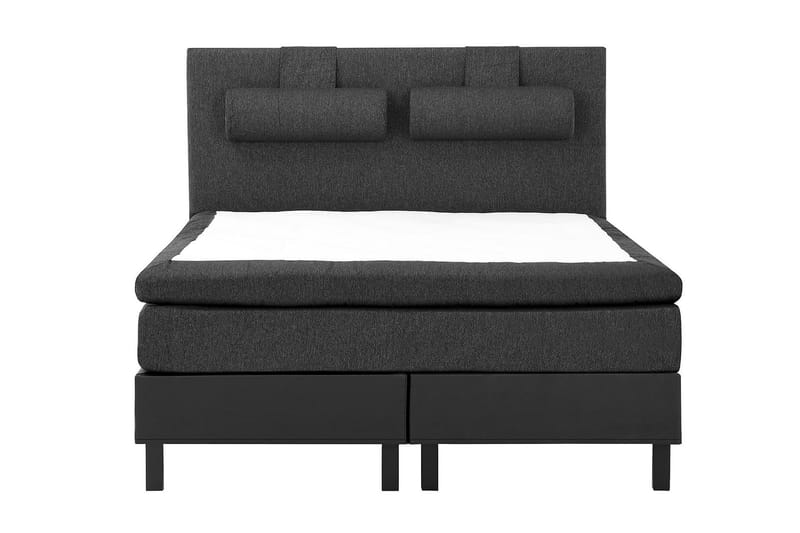 Lucky Komplett Sängpaket 180x200 Memory Slät, Nackkudde Stor Svart/Grå/PU