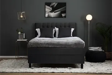 Lucky Kontinentalsäng 140x200Polyeter - Svart/Grå - Products - Möbler - Säng - Kontinentalsäng