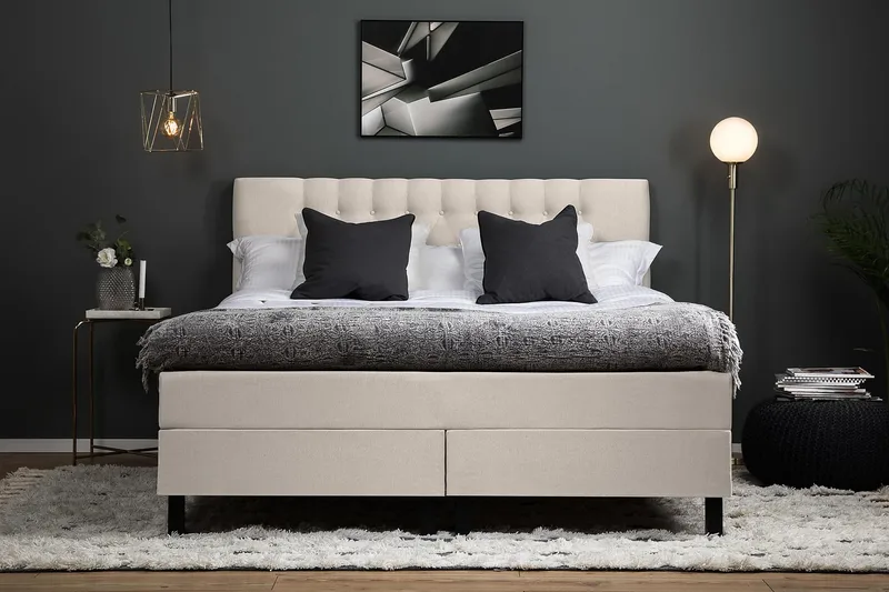 Lucky Kontinentalsäng 180x200Polyeter - Beige - Products - Möbler - Säng - Komplett sängpaket
