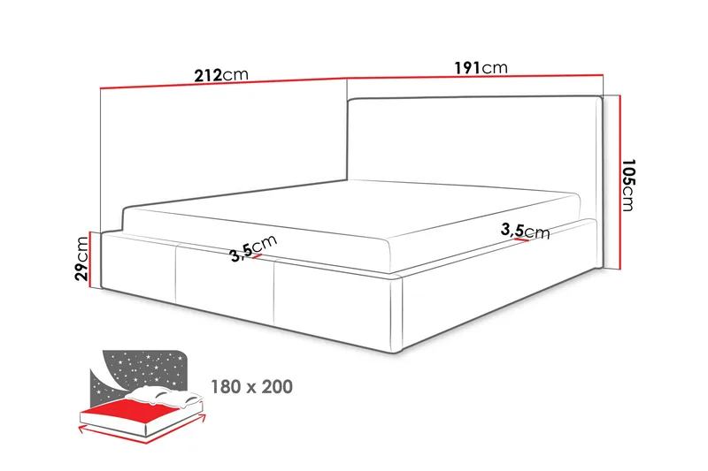 Nieres Förvaringssäng 180x200cm - Mörkgrå - Products - Möbler - Säng - Säng med förvaring
