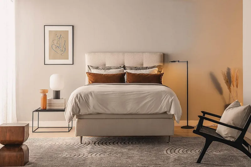 Oslo Lyx Kontinentalsäng Boucle 120x200 - Ljusbeige - Products - Möbler - Säng - Kontinentalsäng