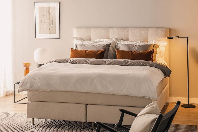 Oslo Lyx Kontinentalsäng Boucle 180x200 - Ljusbeige - Products - Möbler - Säng - Kontinentalsäng