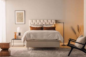 Oslo Lyx Sängpaket Boucle 140x200 Djuphäftad gavel - Ljusbeige - Products - Möbler - Säng - Kontinentalsäng