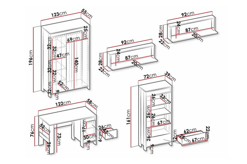 Rathmore Möbelset För Sovrum - Svart - Products - Möbler - Säng - Möbelset för sovrum