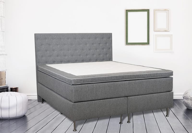 Säng 160x200 cm grå pocket 5 zoner - grå - Products - Möbler - Säng - Kontinentalsäng