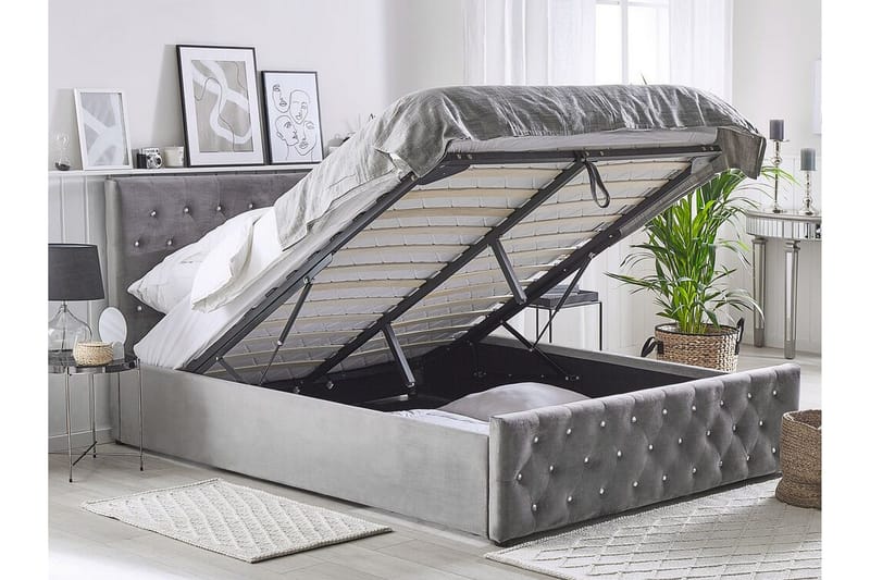 Saleux Förvaringssäng 140x200cm - Sammet/Grå - Products - Möbler - Säng - Säng med förvaring
