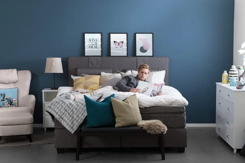 Sundborn Kontinentalsäng 160x200 cm - Grå - Products - Möbler - Säng - Kontinentalsäng